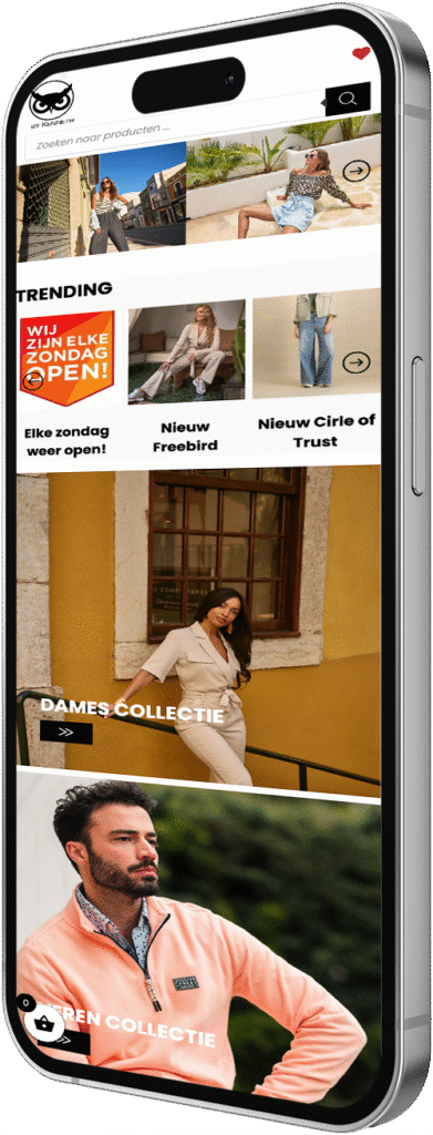 Professionele webshop op smartphone met productcatalogus en moderne e-commerce interface voor zakelijk gebruik