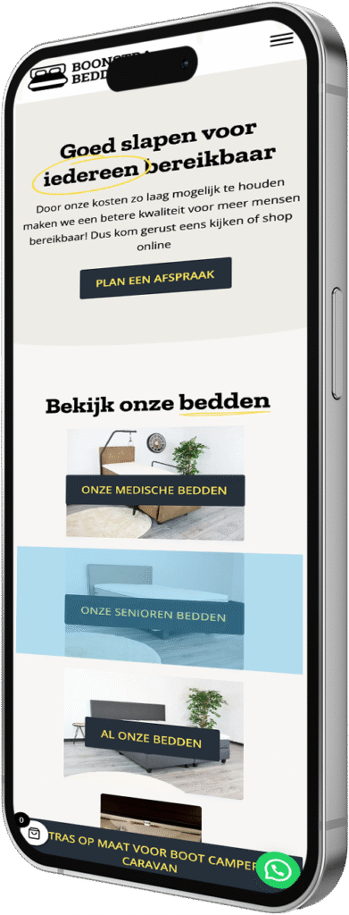 Responsieve website van Nova Septem op smartphone met bedrijfsinformatie en diensten overzicht